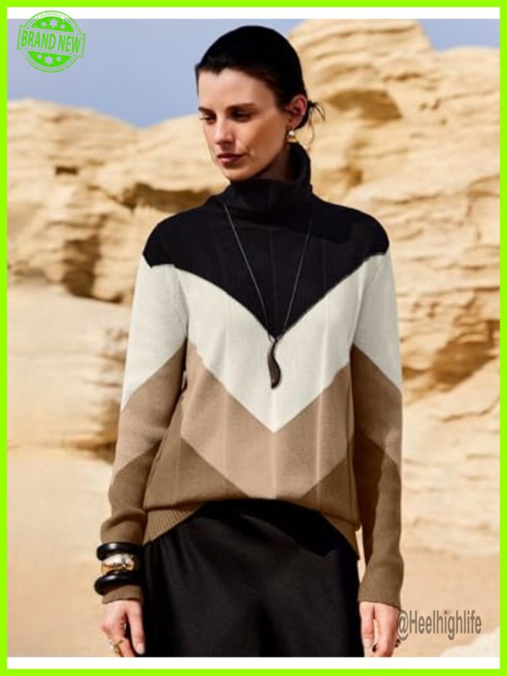 Turtleneck Sweater Chunky Knit Pullover Long Sleeve Fall Winter - Picture 2 of 6
